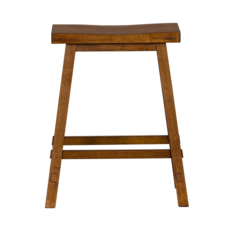 Pemberly Row 24 Inch Sawhorse Counter Stool with Contoured Seat in Tobacco