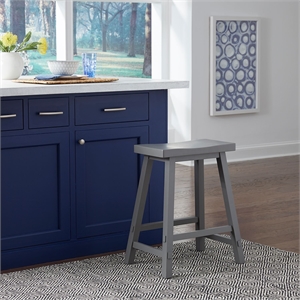 Pemberly Row 24 Inch Sawhorse Counter Stool with Contoured Seat in Gray