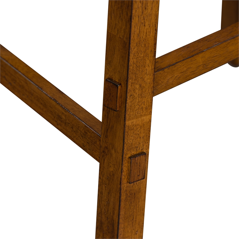 Pemberly Row 30 Inch Sawhorse Bar Stool with Contoured Seat in Tobacco