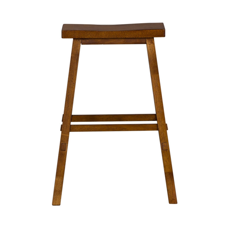 Pemberly Row 30 Inch Sawhorse Bar Stool with Contoured Seat in Tobacco