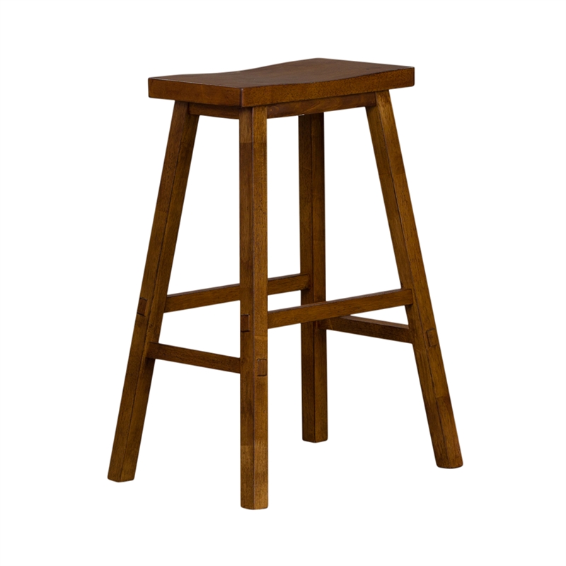 Pemberly Row 30 Inch Sawhorse Bar Stool with Contoured Seat in Tobacco