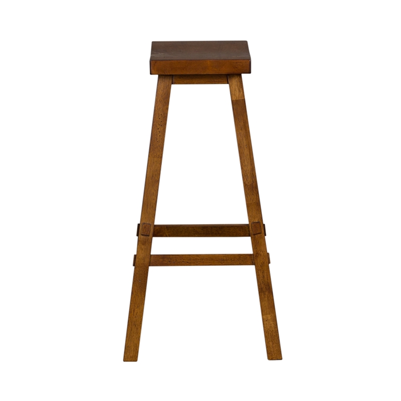 Pemberly Row 30 Inch Sawhorse Bar Stool with Contoured Seat in Tobacco