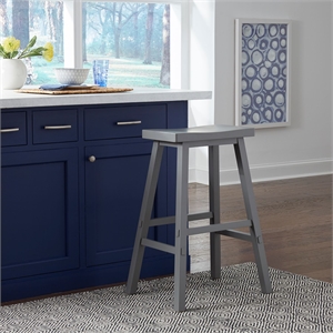 Pemberly Row 30 Inch Sawhorse Bar Stool with Contoured Seat in Gray