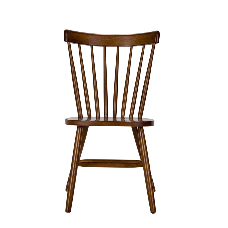 Pemberly Row Copenhagen Spindle Back Side Chair Set of 2 in Tobacco