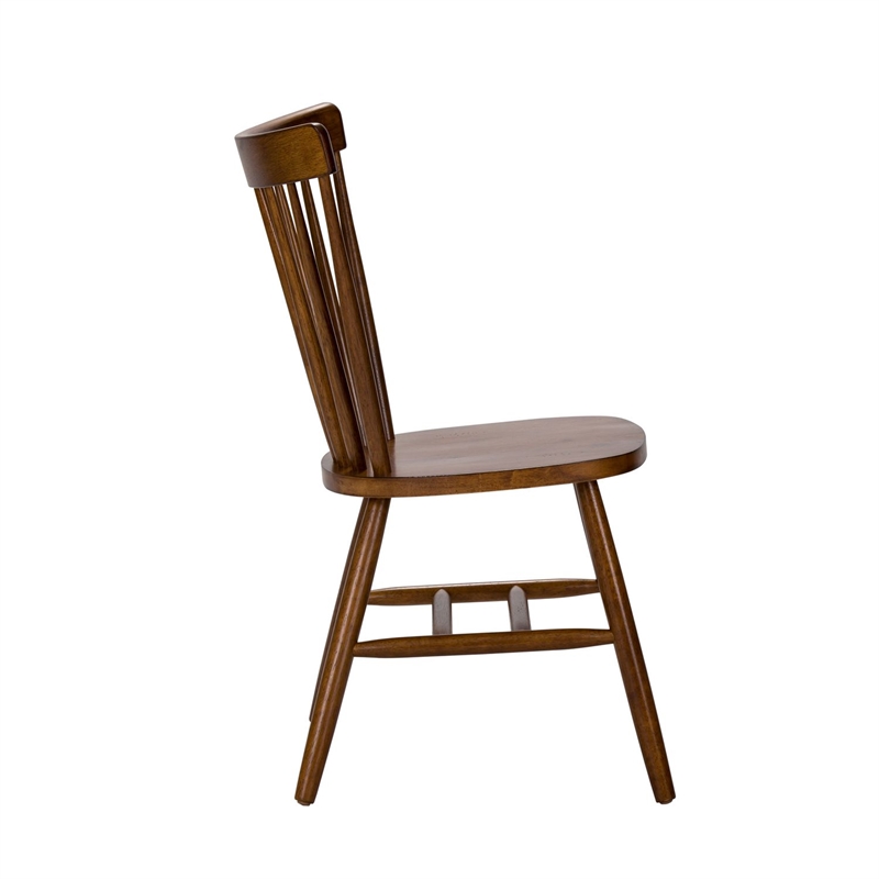 Pemberly Row Copenhagen Spindle Back Side Chair Set of 2 in Tobacco