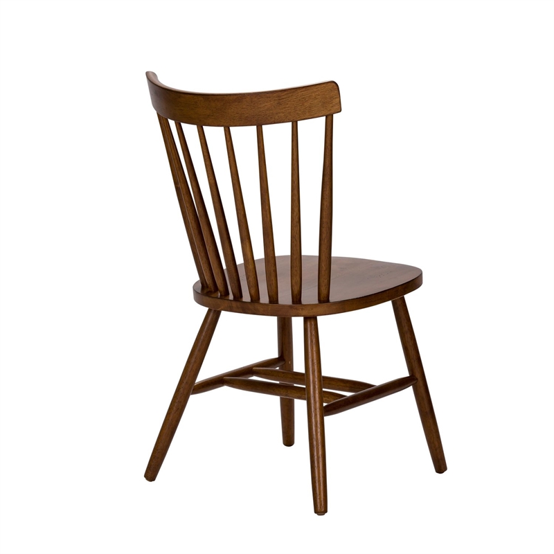 Pemberly Row Copenhagen Spindle Back Side Chair Set of 2 in Tobacco