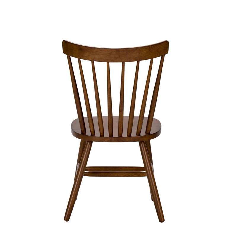 Pemberly Row Copenhagen Spindle Back Side Chair Set of 2 in Tobacco