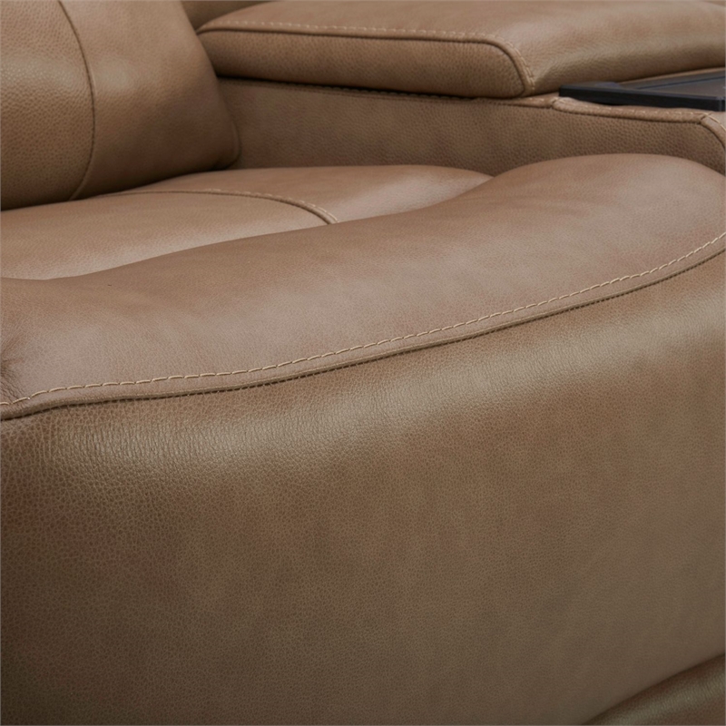 Pemberly Row Power Reclining Sofa Loveseat and Recliner Set in York Sand