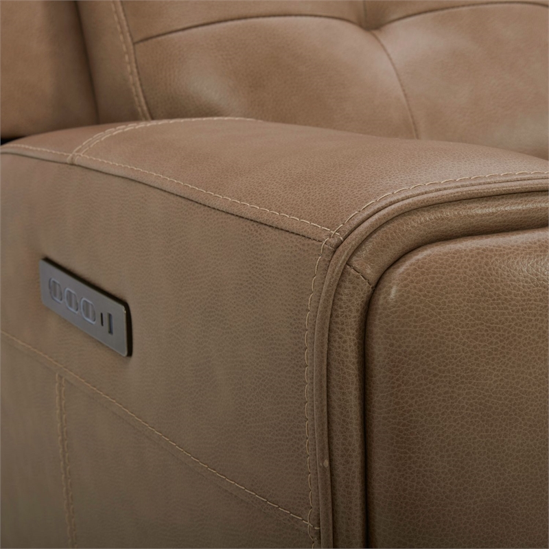 Pemberly Row Power Reclining Sofa Loveseat and Recliner Set in York Sand