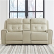 Pemberly Row Power Sofa Loveseat and Recliner Set in Baja Stone Leather