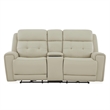 Pemberly Row Power Sofa Loveseat and Recliner Set in Baja Stone Leather