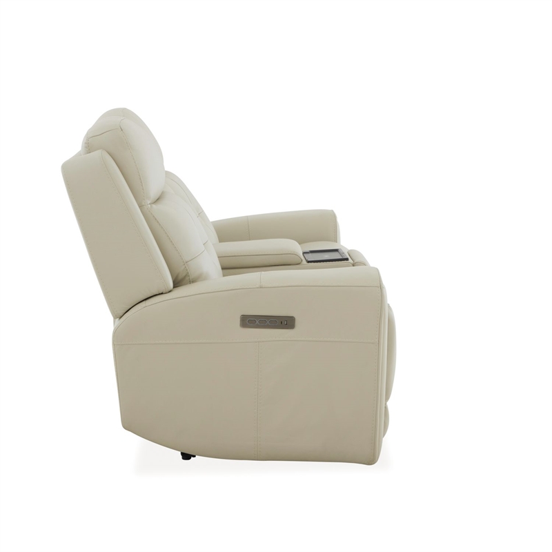 Pemberly Row Power Sofa Loveseat and Recliner Set in Baja Stone Leather