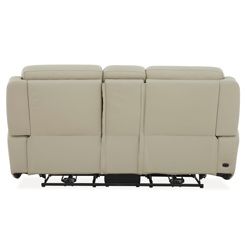 Pemberly Row Power Sofa Loveseat and Recliner Set in Baja Stone Leather
