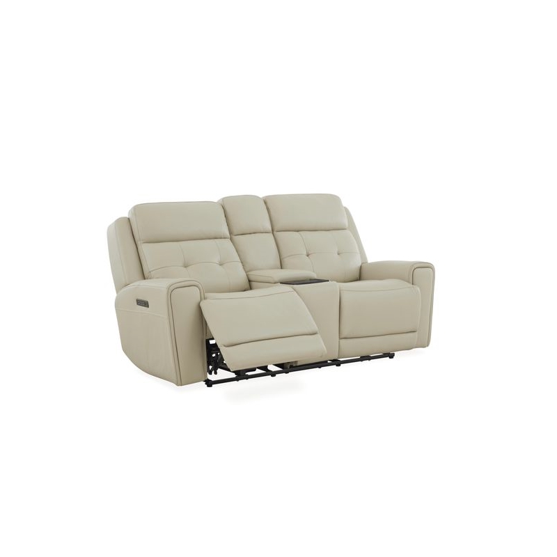 Pemberly Row Power Sofa Loveseat and Recliner Set in Baja Stone Leather
