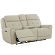 Pemberly Row Power Sofa Loveseat and Recliner Set in Baja Stone Leather
