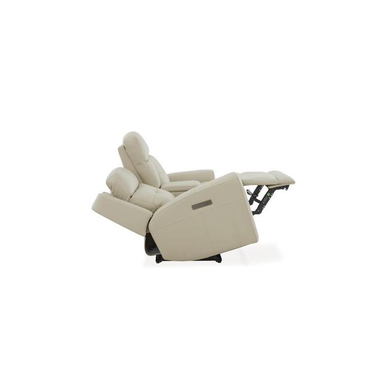 Pemberly Row Power Sofa Loveseat and Recliner Set in Baja Stone Leather