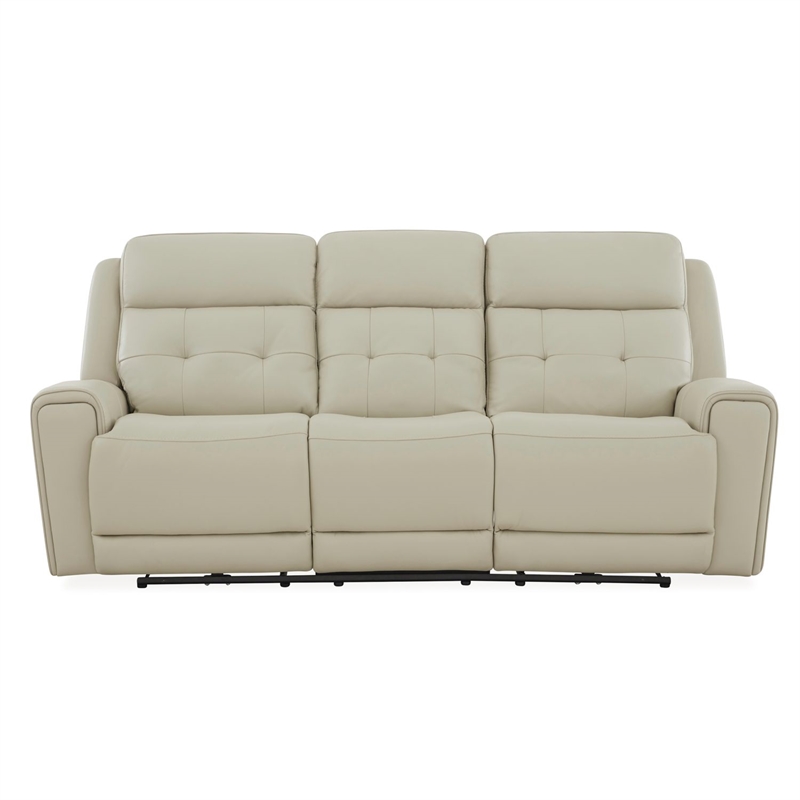 Pemberly Row Power Sofa Loveseat and Recliner Set in Baja Stone Leather