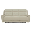 Pemberly Row Power Sofa Loveseat and Recliner Set in Baja Stone Leather