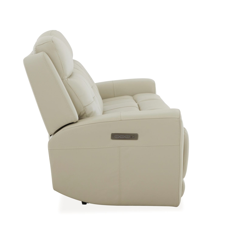 Pemberly Row Power Sofa Loveseat and Recliner Set in Baja Stone Leather