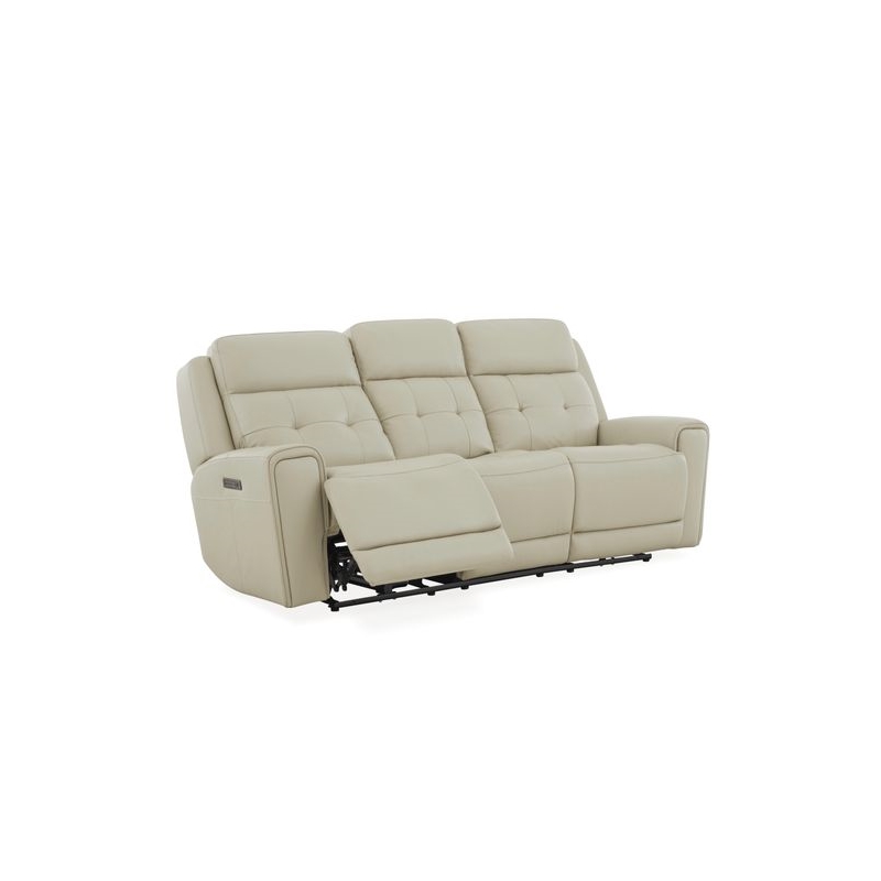 Pemberly Row Power Sofa Loveseat and Recliner Set in Baja Stone Leather