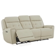 Pemberly Row Power Sofa Loveseat and Recliner Set in Baja Stone Leather