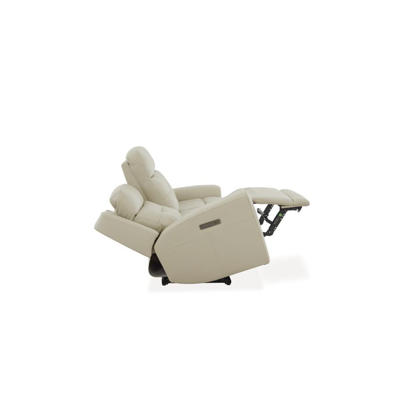 Pemberly Row Power Sofa Loveseat and Recliner Set in Baja Stone Leather