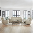 Pemberly Row Power Sofa Loveseat and Recliner Set in Baja Stone Leather