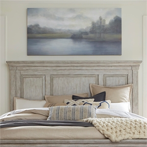 Pemberly Row Queen Panel Headboard with Crown Molding and Raised Panels in White