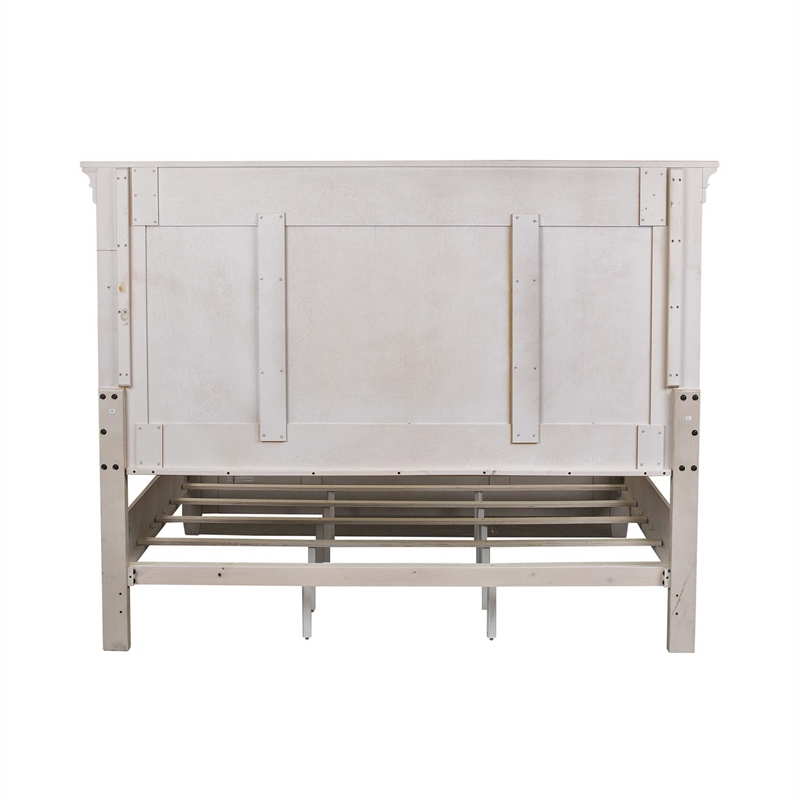 Pemberly Row Queen Panel Headboard with Crown Molding and Raised Panels in White