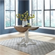 Pemberly Row Drop Leaf Pedestal Table with Splayed Feet in Antique White