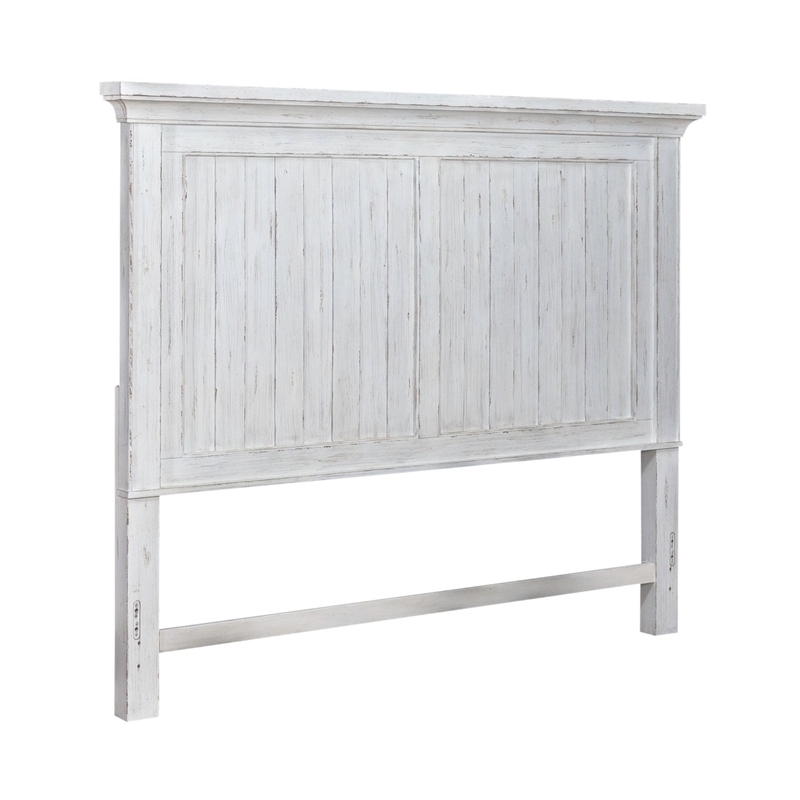 Pemberly Row King Mansion Headboard with Crown Molding in White