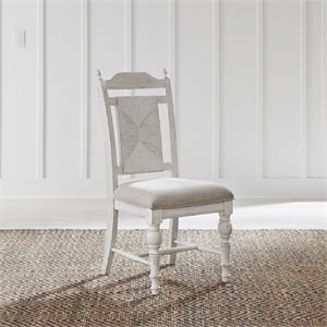 Pemberly Row Panel Back Side Dining Chairs Set of 2 in White
