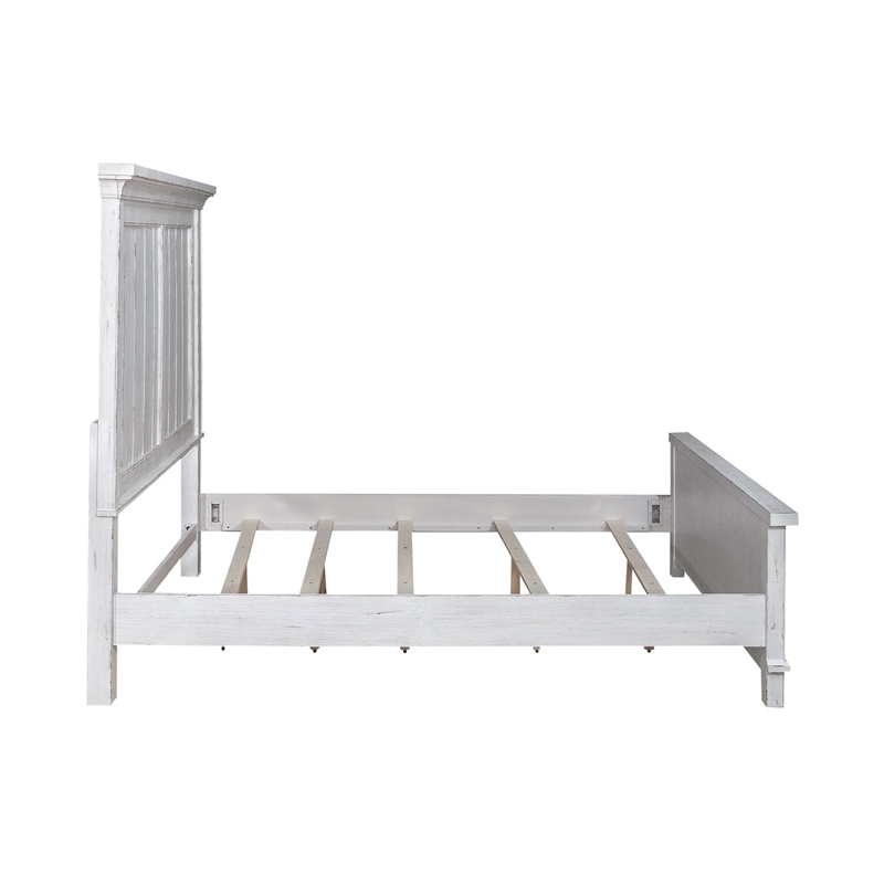 Pemberly Row Queen Panel Bed with Dresser Mirror and Nightstand in White