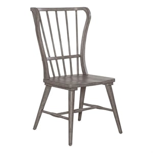 Pemberly Row Wing Style Windsor Back Side Chairs Set of 2 in Gray