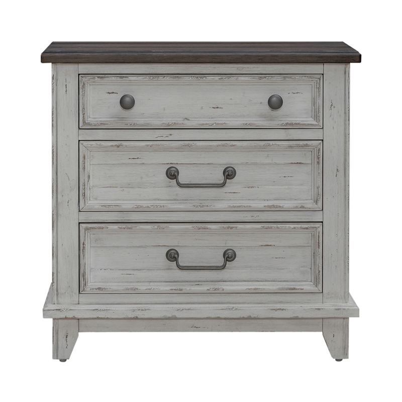 Pemberly Row King Panel Bed with Dresser Mirror and Nightstand in White