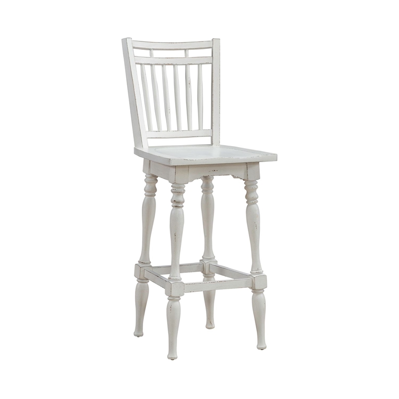 Pemberly Row Spindle Back Swivel Bar Stool with Saddle Seat Set of 2