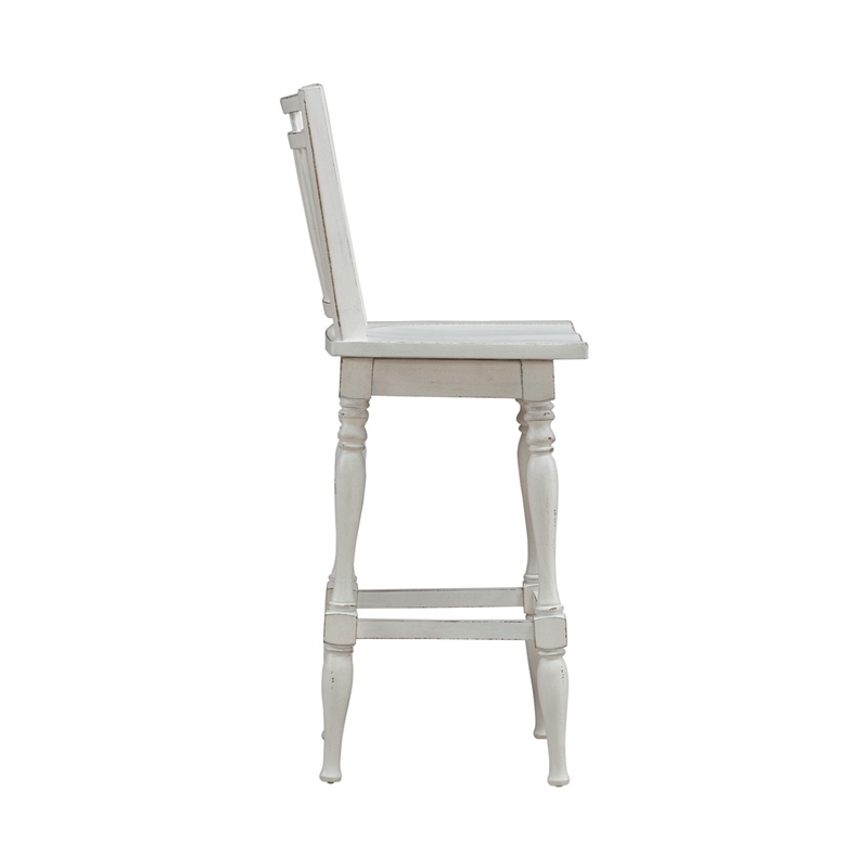 Pemberly Row Spindle Back Swivel Bar Stool with Saddle Seat Set of 2