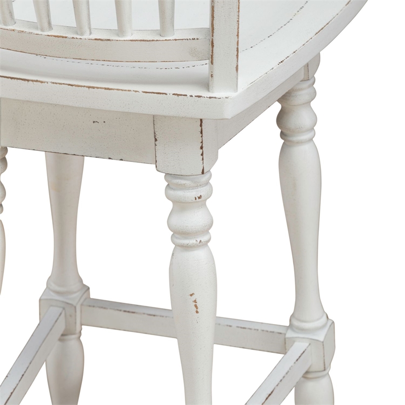 Pemberly Row Spindle Back Swivel Bar Stool with Saddle Seat Set of 2