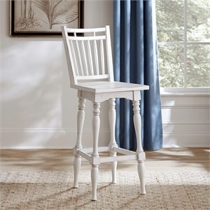 Pemberly Row Spindle Back Swivel Bar Stool with Saddle Seat Set of 2