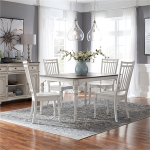 Pemberly Row 5 Piece Leg Table Dining Room Set with Chairs in White