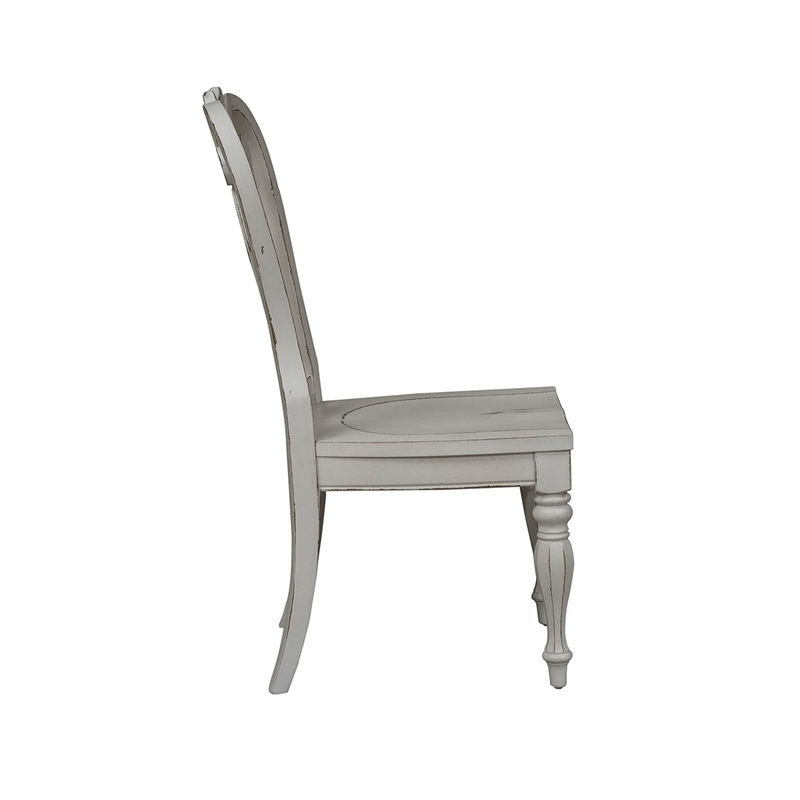 Pemberly Row Splat Back Side Chair with Saddle Seat Set of 2 in White