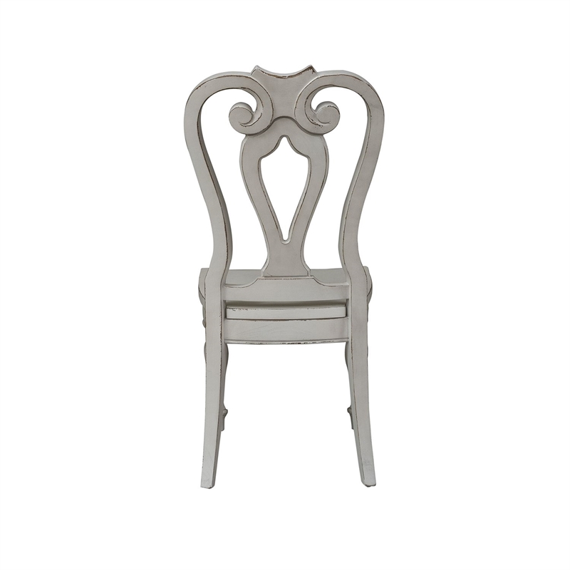 Pemberly Row Splat Back Side Chair with Saddle Seat Set of 2 in White
