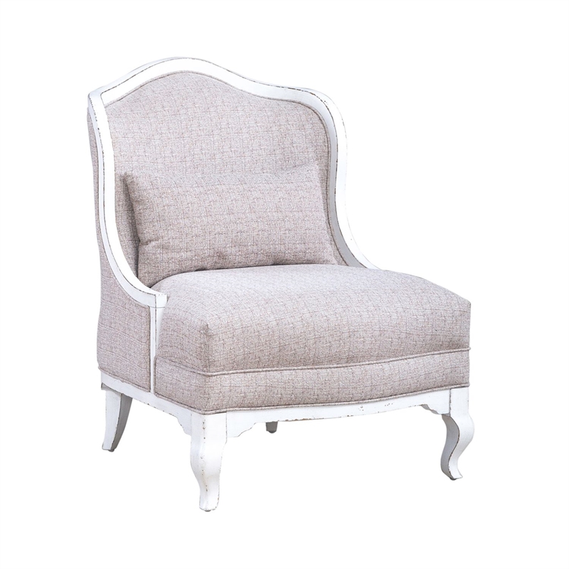Pemberly Row Upholstered Accent Chair with Bolster Pillow in White
