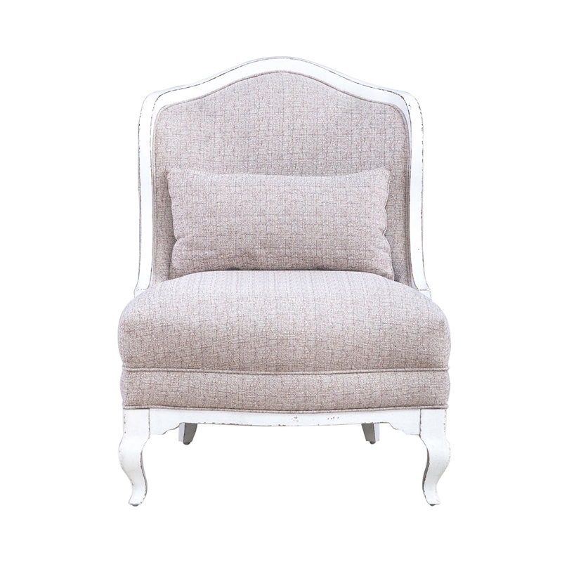 Pemberly Row Upholstered Accent Chair with Bolster Pillow in White