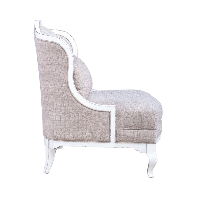 Pemberly Row Upholstered Accent Chair with Bolster Pillow in White
