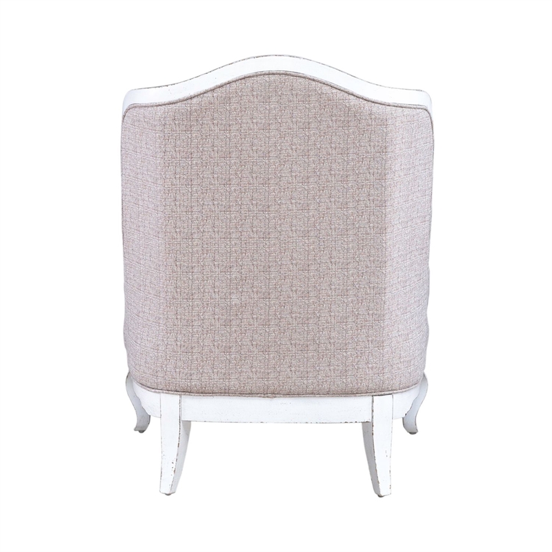 Pemberly Row Upholstered Accent Chair with Bolster Pillow in White