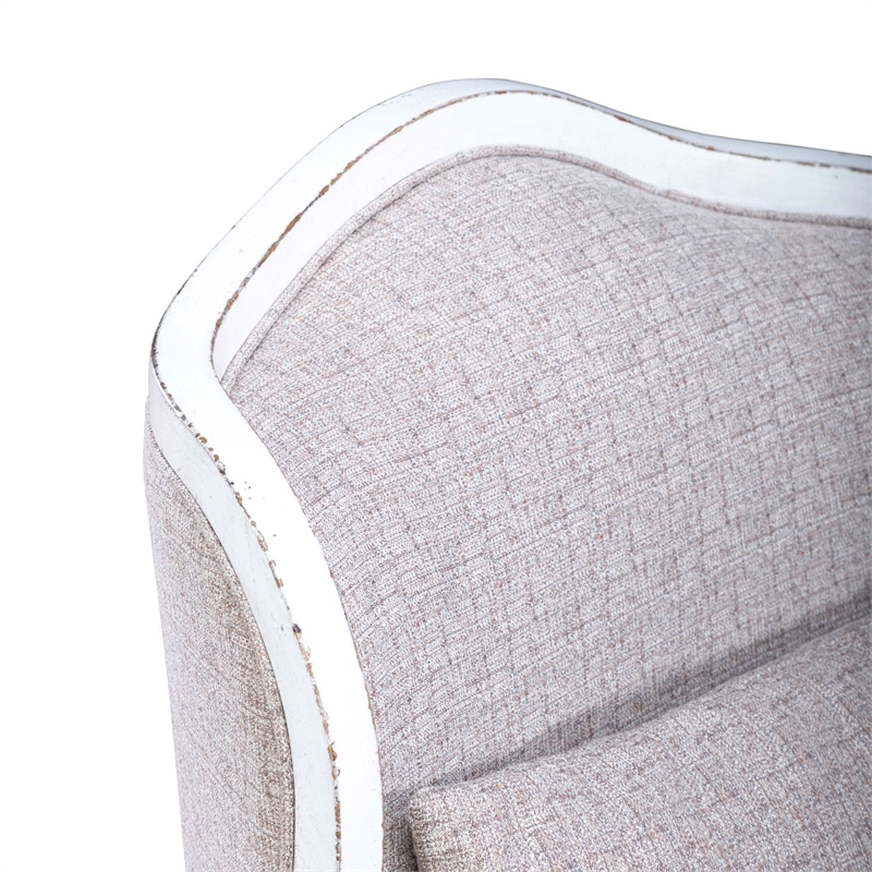 Pemberly Row Upholstered Accent Chair with Bolster Pillow in White