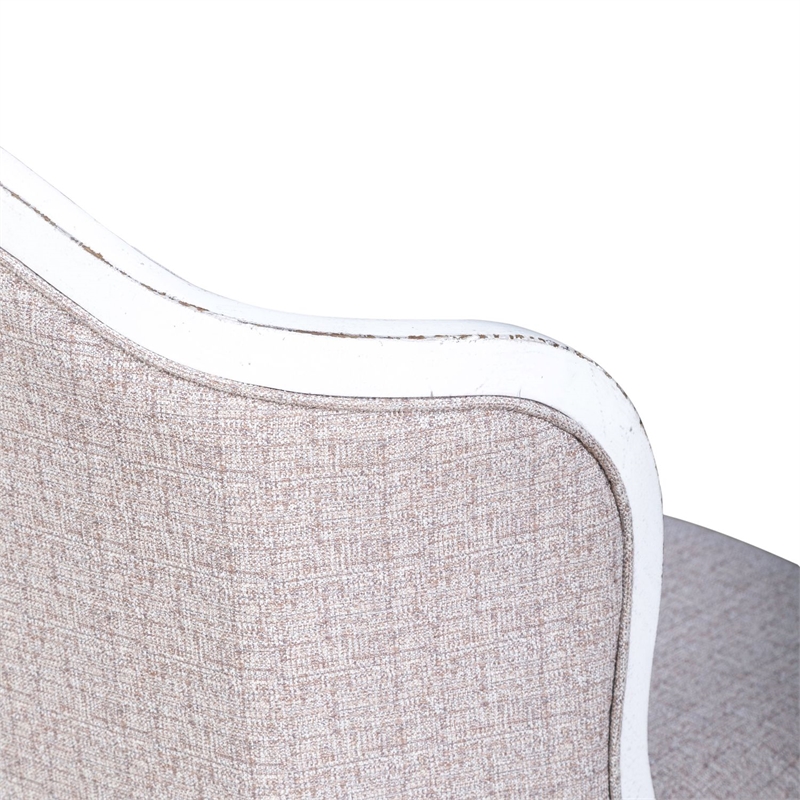 Pemberly Row Upholstered Accent Chair with Bolster Pillow in White