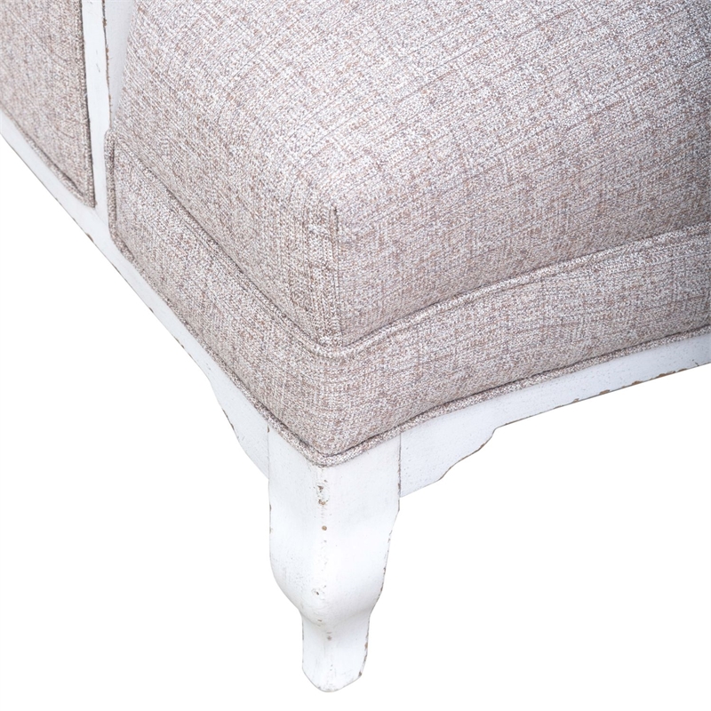 Pemberly Row Upholstered Accent Chair with Bolster Pillow in White