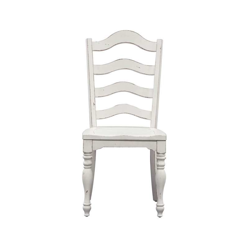 Pemberly Row Arched Ladder Back Side Chair with Saddle Seat Set of 2 in White
